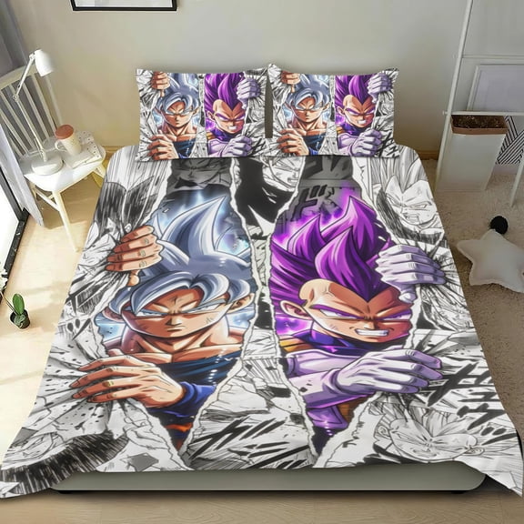 Dragon Ball Z 3-piece cotton bed sheet set, cozy & skin-friendly, with a unique design, quick-dry fabric, ideal for home decor gifts, 55x79 in (140*200 cm).