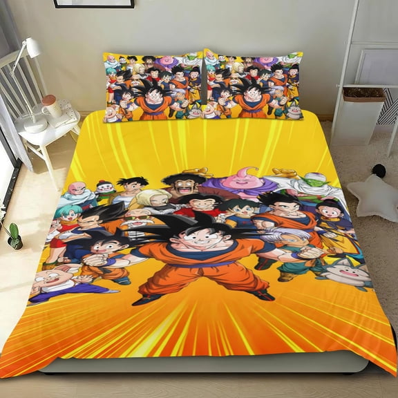 Dragon Ball Z 3-piece cotton bed sheet set, cozy & skin-friendly, with a unique design, quick-dry fabric, ideal for home decor gifts, 68x86 in (173*218 cm).