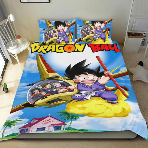 Dragon Ball Z 3-piece cotton bed sheet set, cozy & skin-friendly, with a unique design, quick-dry fabric, ideal for home decor gifts, 68x86 in (173*218 cm).