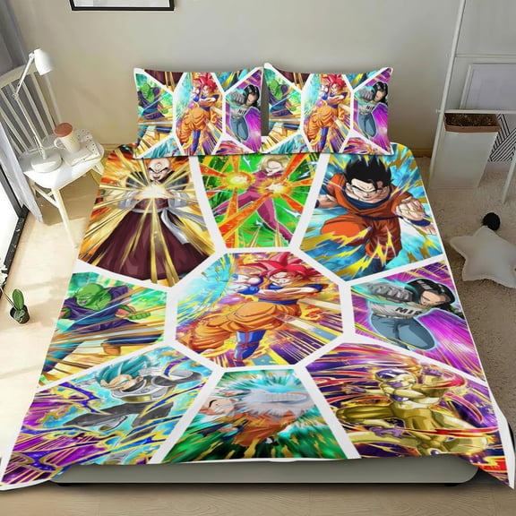 Dragon Ball Z 3-piece cotton bed sheet set, cozy & skin-friendly, with a unique design, quick-dry fabric, ideal for home decor gifts, 68x86 in (173*218 cm).