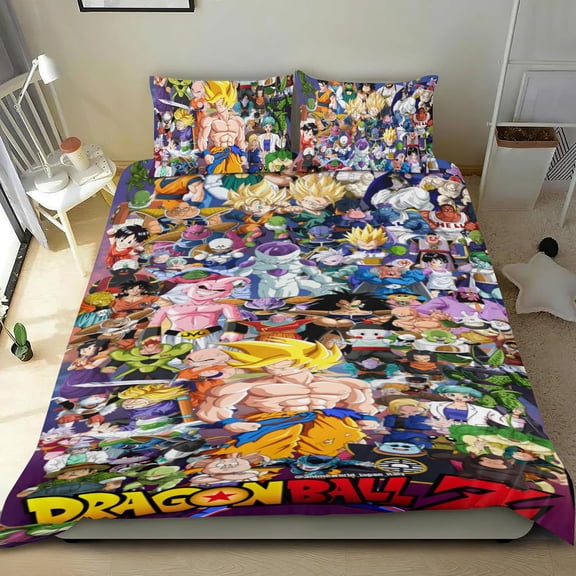 Dragon Ball Z 3-piece cotton bed sheet set, cozy & skin-friendly, with a unique design, quick-dry fabric, ideal for home decor gifts, 68x86 in (173*218 cm).