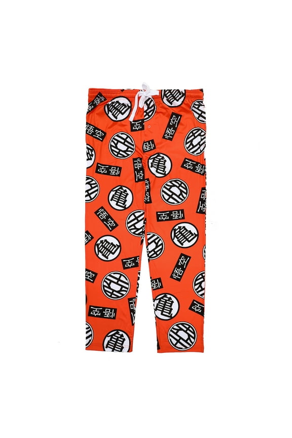 Dragon Ball Z Anime All over Print Kanji Symbols Men's Orange Sleep Pajama Pants-XL