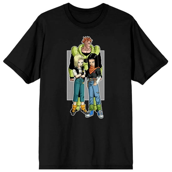 Dragon Ball Z Anime Android 16, 17, & 18 characters  Black Tee- L