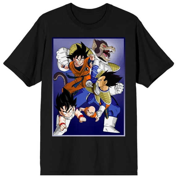 Dragon Ball Z Anime Cartoon Character Group Men's Short Sleeve Graphic Tee Shirt-L