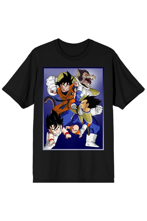 Dragon Ball Z Anime Cartoon Character Group Men's Short Sleeve Graphic Tee Shirt-M