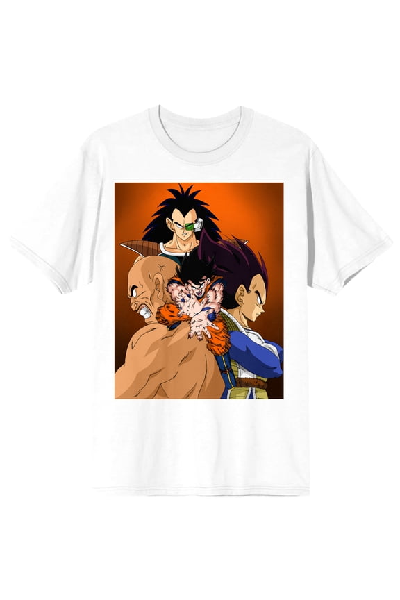 Dragon Ball Z Anime Cartoon Character Group Men's White Graphic Tee-M