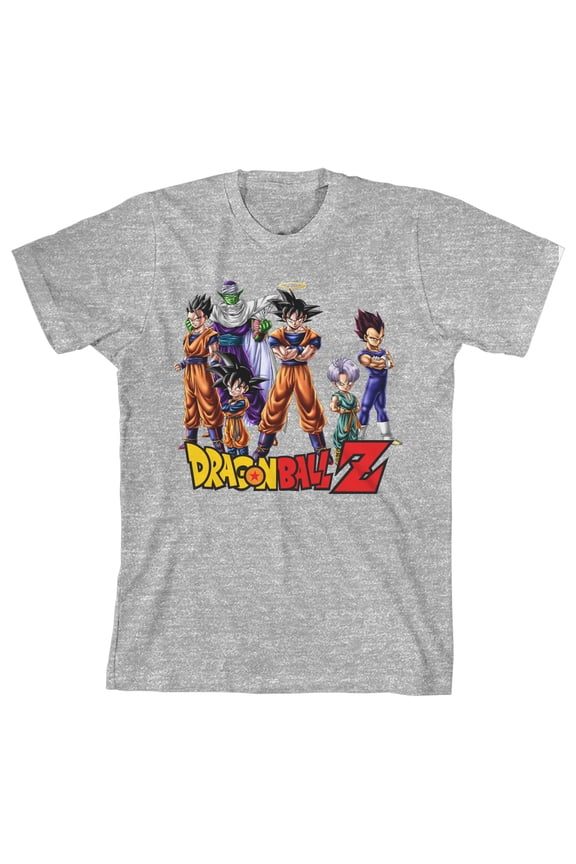 Dragon Ball Z Anime Cartoon Characters Youth Boys Grey Graphic Tee Shirt - M