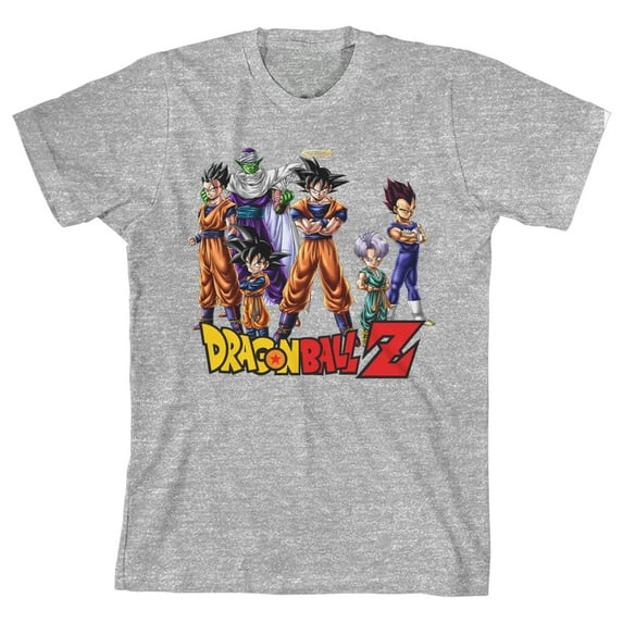 Dragon Ball Z Anime Cartoon Characters Youth Boys Grey Graphic Tee Shirt- XS