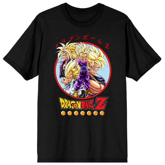 Dragon Ball Z Anime Characters Group Shot Mens Black Graphic Tee Shirt-6XL