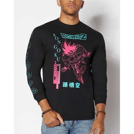 Dragon Ball Z Anime Men's Officially Licensed Son Goku Long Sleeve Tee T-Shirt - Black (X-Large)