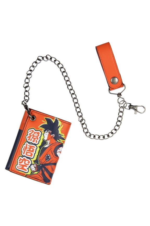 Dragon Ball Z Anime Son Goku Tri-Fold Snap Closure Chain Wallet