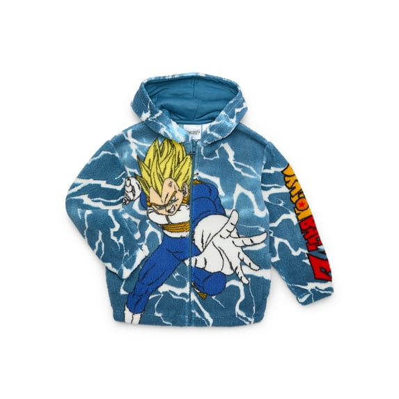 Dragon Ball Z Boys’ Graphic Plush Hoodie Jacket, Sizes 4-12