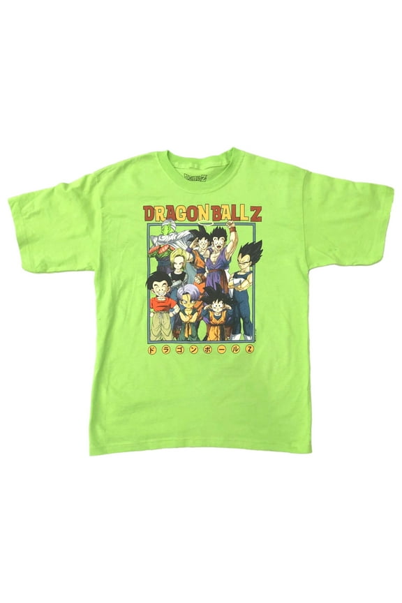 Boys Neon Green Goku Tee Shirt Gamer T-Shirt X-Large