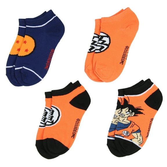 Dragon Ball Z Boys' Socks Goku Kame Symbols 4 Pairs Kids Ankle No Show Socks