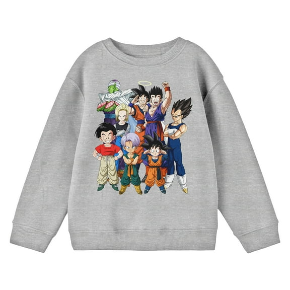Dragon Ball Z Character Group Youth Boy's Athletic Heather Sweatshirt-Large