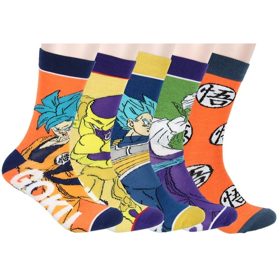 Dragon Ball Z Character Socks Goku Vegeta Frieza Piccolo 5 Pack Adult Crew Socks