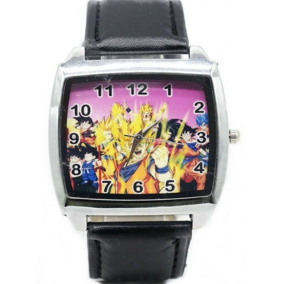 Dragon Ball Z Characters Black Leather Band Wrist Watch