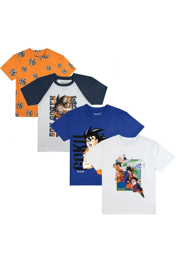 Dragon Ball Z Characters Crew Neck Short Sleeve 4pk Boy's Tees-XL