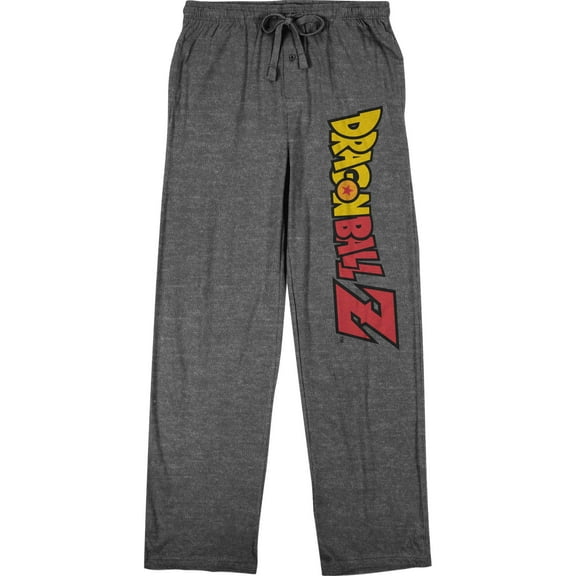 Dragon Ball Z Classic Text Logo Men's Graphite Heather Drawstring Sleep Pajama Pants -XL