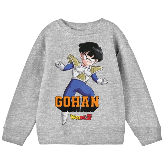 Dragon Ball Z Crew Neck Long Sleeve Athletic Heather Youth Sweatshirt-Large
