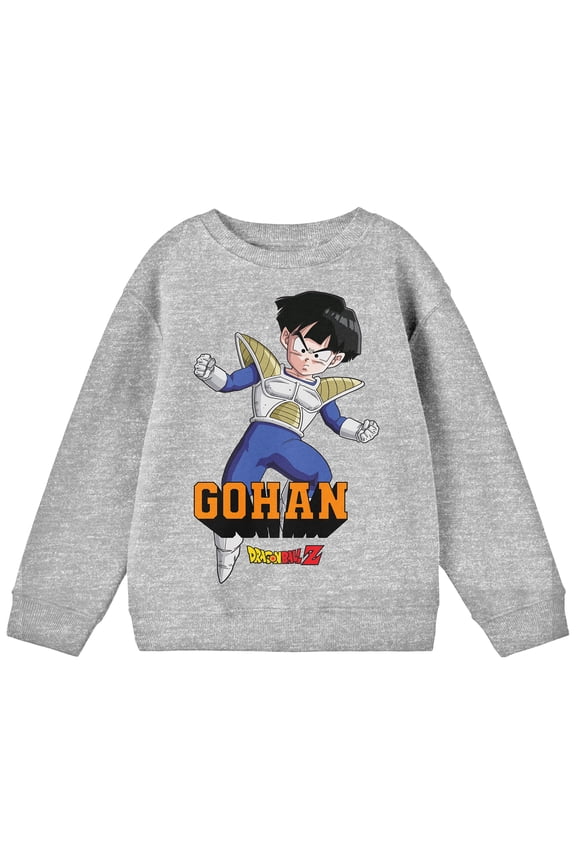 Dragon Ball Z Crew Neck Long Sleeve Athletic Heather Youth Sweatshirt-Medium