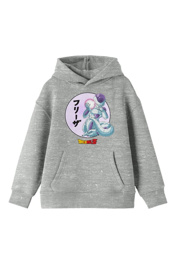 Dragon Ball Z Frieza Long Sleeve Athletic Heather Youth Hooded Sweatshirt-XL