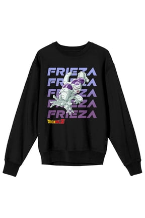 Dragon Ball Z Frieza Repeat Name Text Adult Black Crew Neck Long Sleeve Sweatshirt-3XL