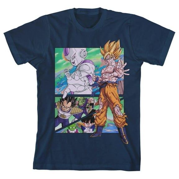 Dragon Ball Z Frieza Saga Character Layout Boy's Navy Blue T-shirt-Medium