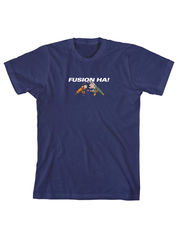 Dragon Ball Z Fusion Ha! Youth Boy's Navy Crew Neck T-Shirt-Medium