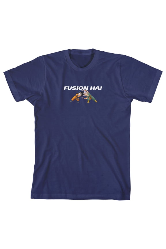 Dragon Ball Z Fusion Ha! Youth Boy's Navy Crew Neck T-Shirt-XL