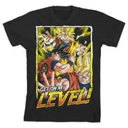 Dragon Ball Z Get On My Level Graphic Youth Boy's Black T-Shirt-XS