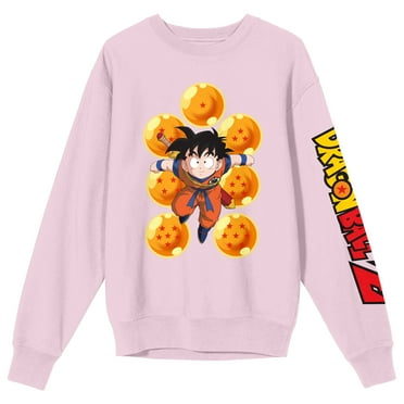 Dragon Ball Z Gohan With Dragon Balls Crew Neck Long Sleeve Cradle Pink Adult Sweatshirt-3XL