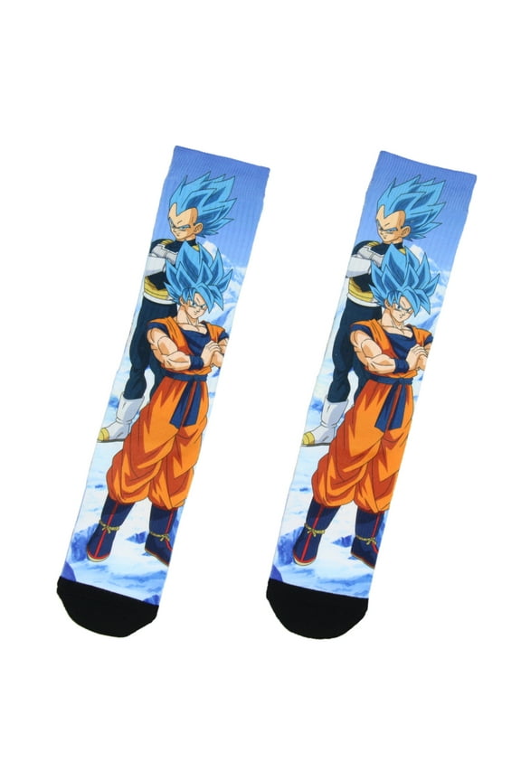 Dragon Ball Z Goku And Vegeta Super Saiyan God SSGSS Sublimated Men's Crew Socks 1 Pair