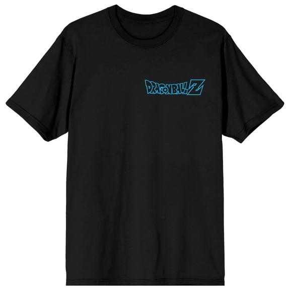 Dragon Ball Z Goku Blue And White Gradient Text Crew Neck Short Sleeve Men's Black T-shirt-Medium