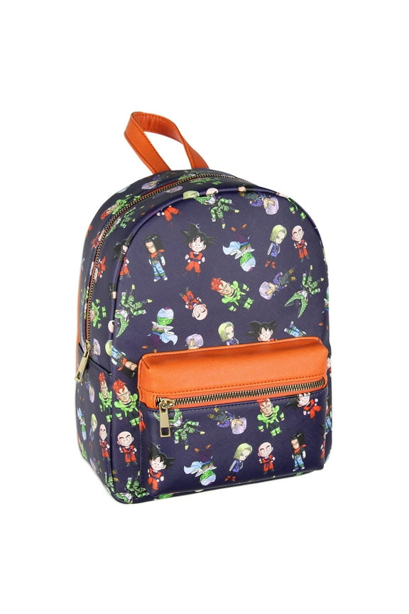 Dragon Ball Z Goku Cell Piccolo Trunks Allover Character Faux Leather Mini backpack 11.5"