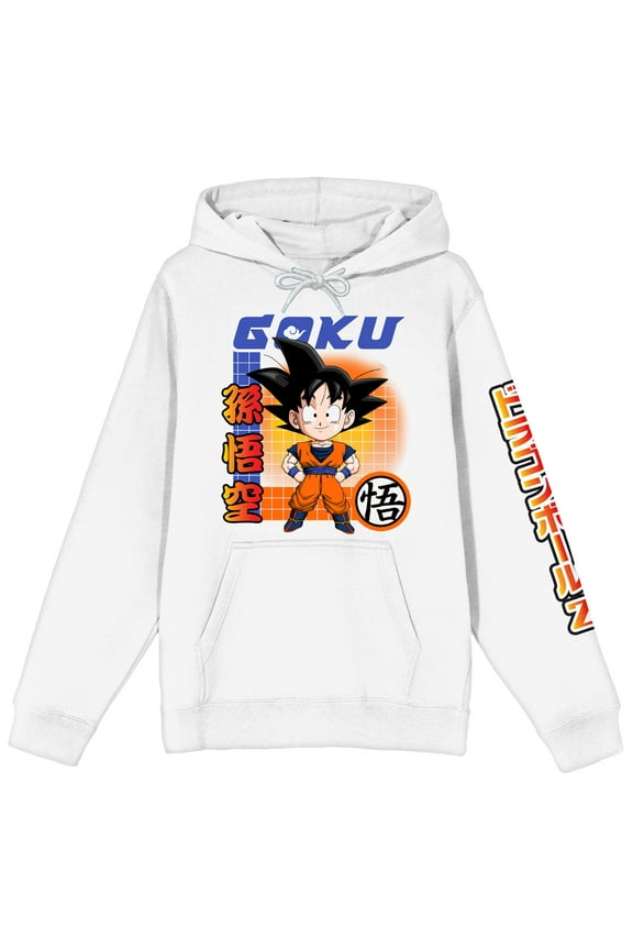 Dragon Ball Z Goku Chibi Character Art Adult White Graphic Hoodie-XXL