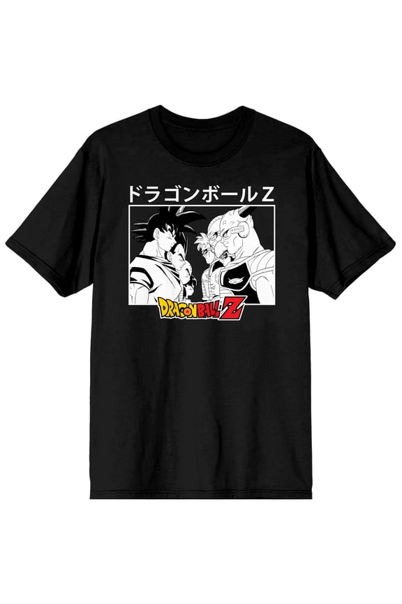Dragon Ball Z Goku Crew Vs. Villains Crew Neck Short Sleeve Men's Black T-shirt-Large