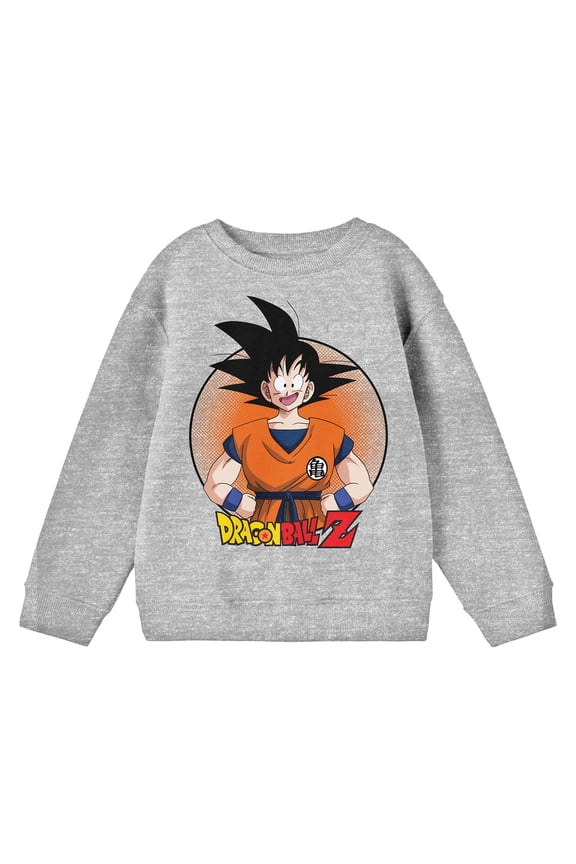 Dragon Ball Z Goku In Orange Circle Boy's Athletic Heather Sweatshirt-XL