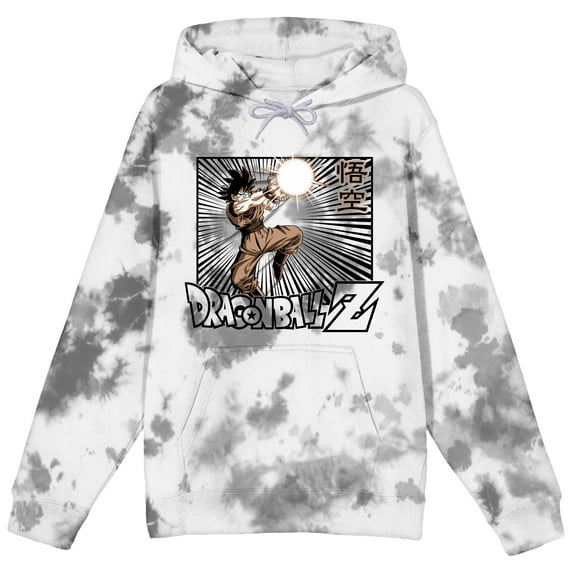 Dragon Ball Z Goku Kamehameha Blast Men's Black and White Cloud Wash Sweatshirt-3XL