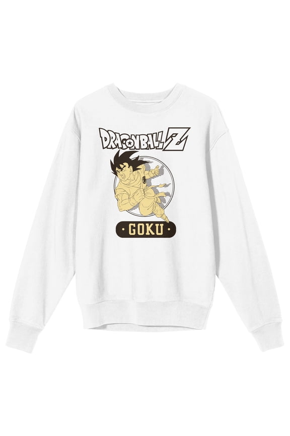 Dragon Ball Z Goku & Logo Crew Neck Long Sleeve Men's White Sweatshirt
-XXL