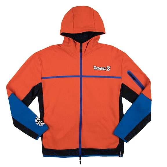 Dragon Ball Z Goku Long Sleeve Orange & Blue Contrast Zip Hoodie-Medium