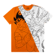 thumbnail image 1 of Dragon Ball Z Goku & Shenron Crew Neck Short Sleeve Orange & White Split T-shirt-Small, 1 of 5
