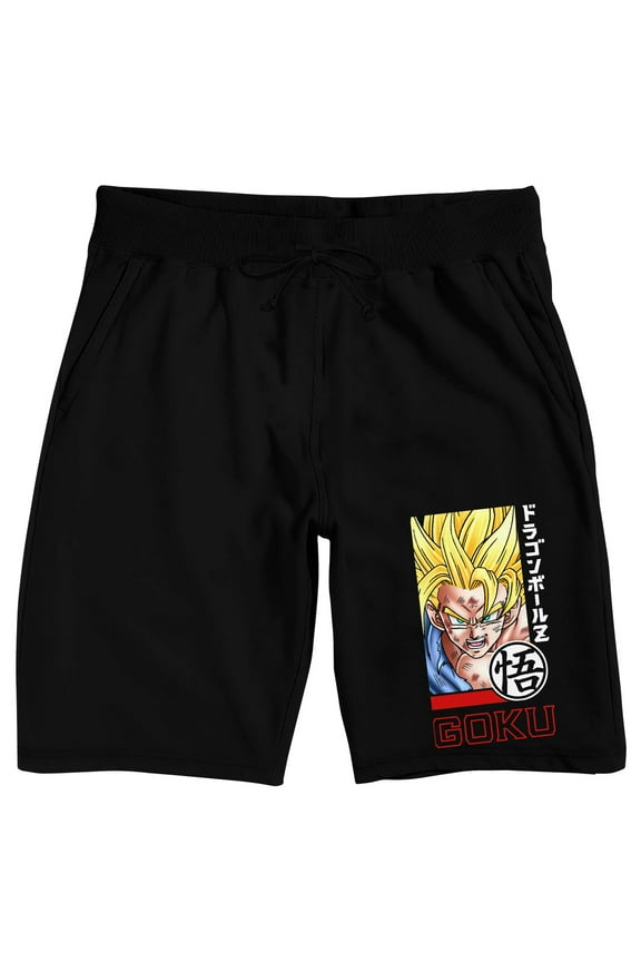 Dragon Ball Z Goku Super Saiyan Men'S Black Lounge Shorts-Large