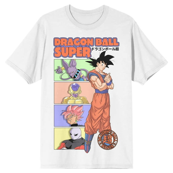Dragon Ball Z Goku and Villains Men's White Vintage Graphic Tee Shirt - 6XL