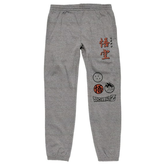 Dragon Ball Z Logo & Kanji Text Men's Athletic Heather Jogger Pants -XL