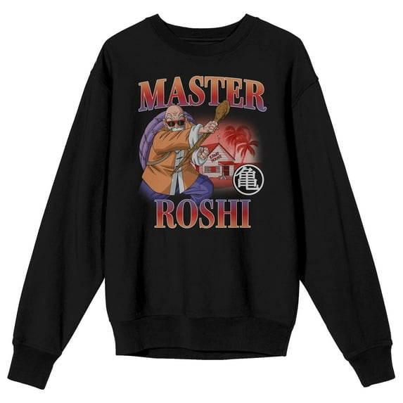 Dragon Ball Z Master Roshi Crew Neck Long Sleeve Men's Black Sweatshirt
-Large