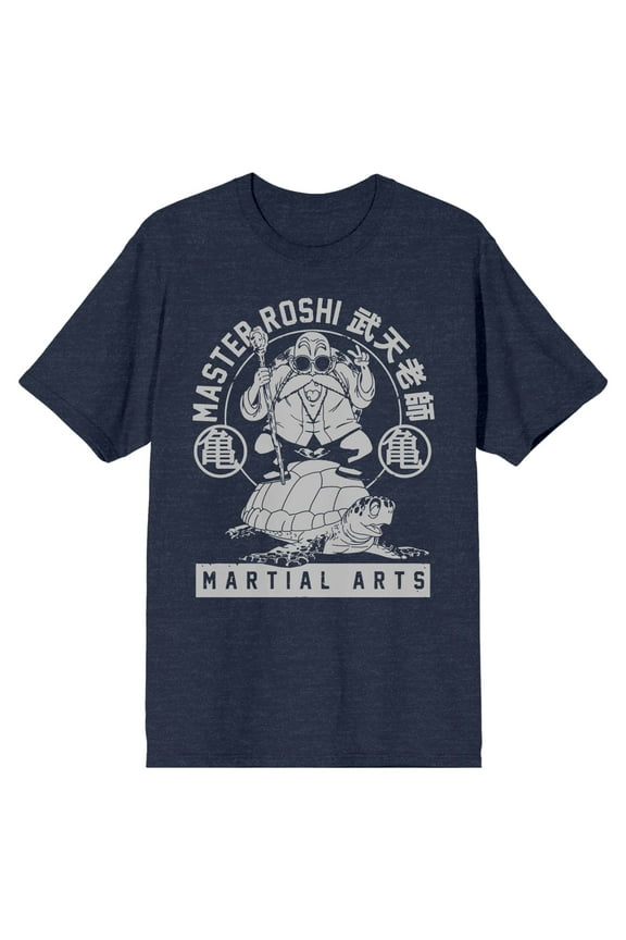 Dragon Ball Z Master Roshi Turtle School Men's Navy Heather T-shirt-Large