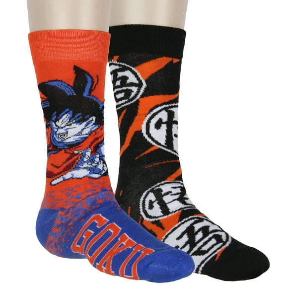 Dragon Ball Z Men's 2-Pack Goku King Kai Training Designs Adult Mid-Calf Crew Socks Shoe Sizes 8-12