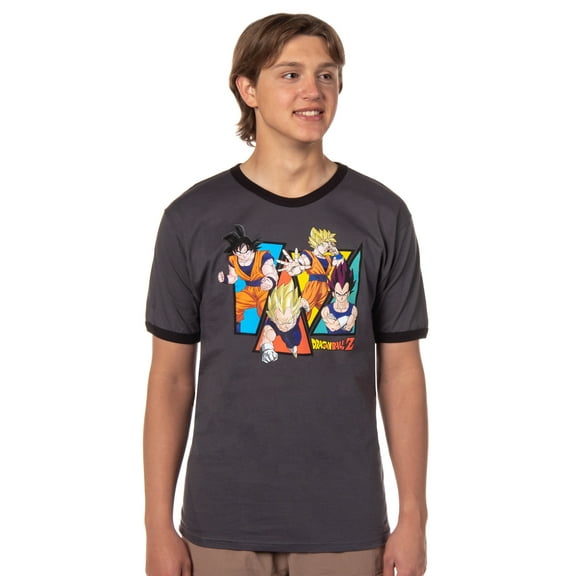 Dragon Ball Z Men's Character Triangle Design Adult Anime Ringer T-Shirt