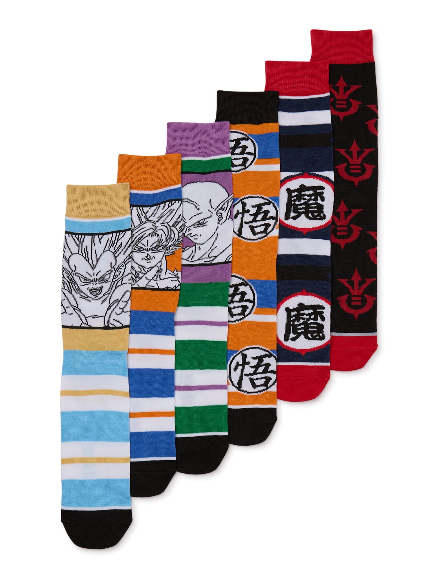 Dragon Ball Z Mens Crew Socks, 6-Pack